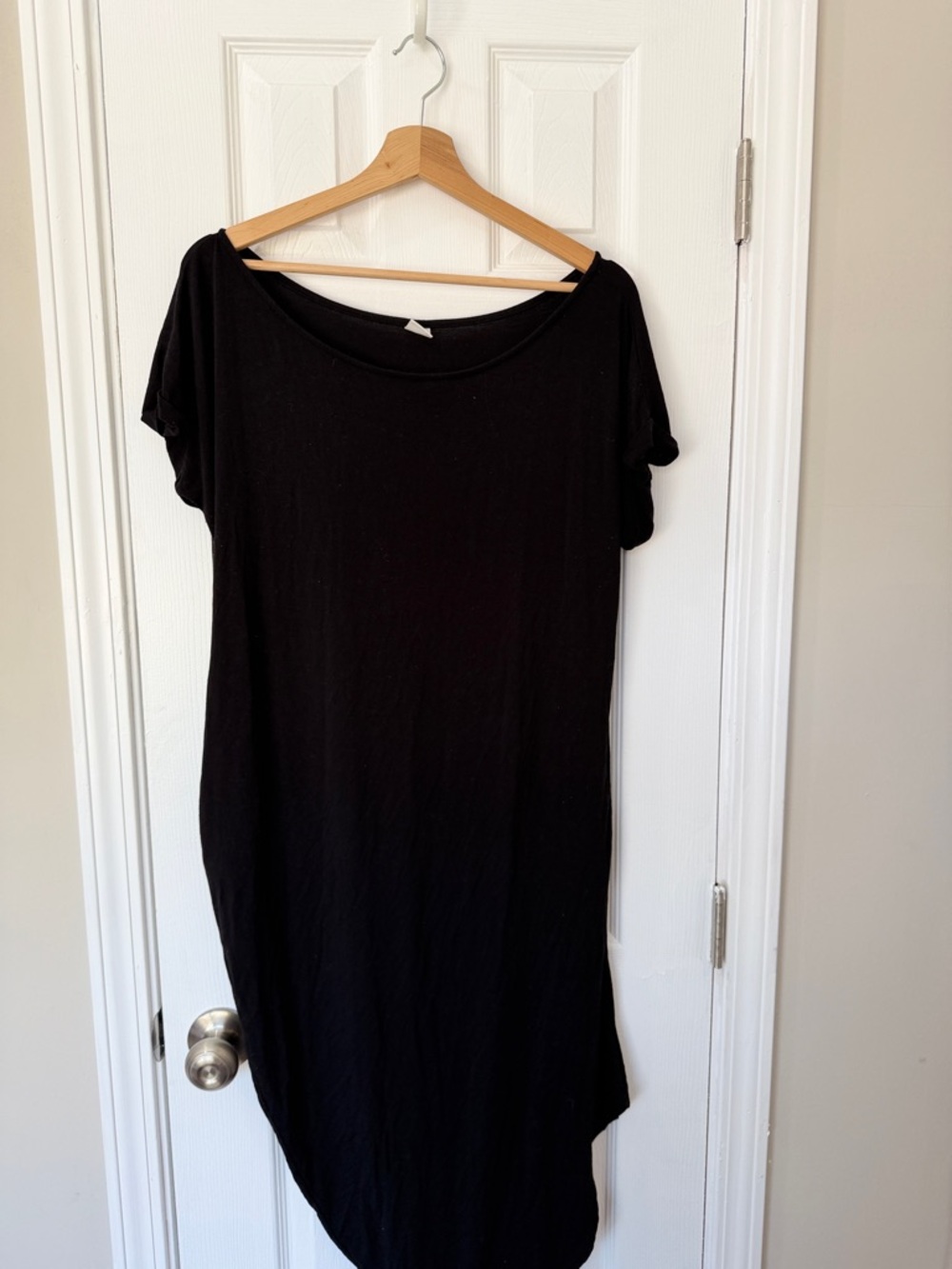 Classic Black Midi Dress - Casual Scoop Neck